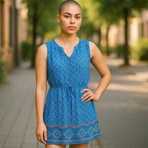 NWT ~ Bohemian Short Blue Boho Paisley Sleeveless Dress ~ Women's Size LARGE